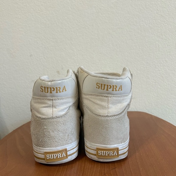Supra Vaider LC Skate Shoe High Top Sneaker Men's Size 9 Off White Gold Cream - Picture 5 of 12